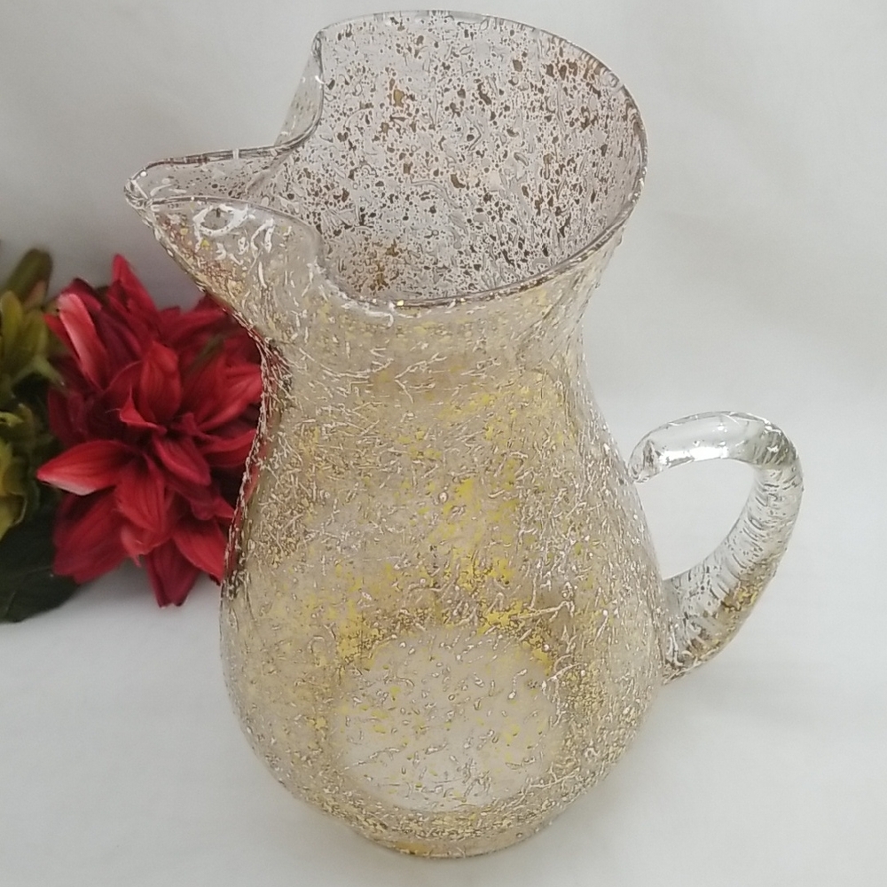 MCM West Virginia Glass Gold Splatter Pitcher
